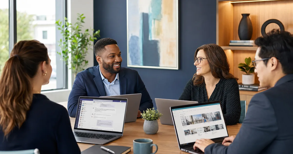 A North West small business team collaborating in Microsoft Teams and SharePoint