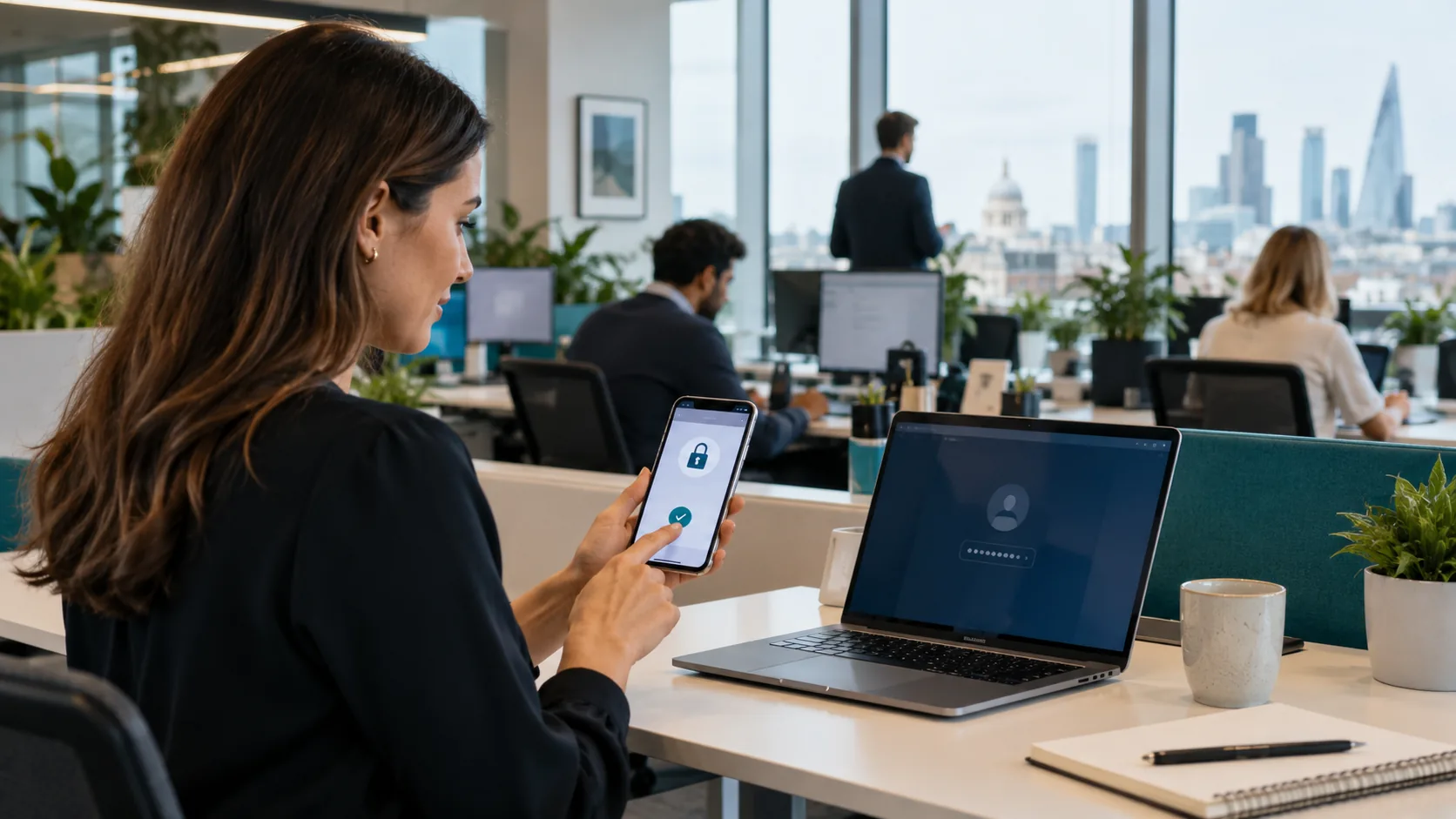 Employee confirming a secure sign-in on a phone