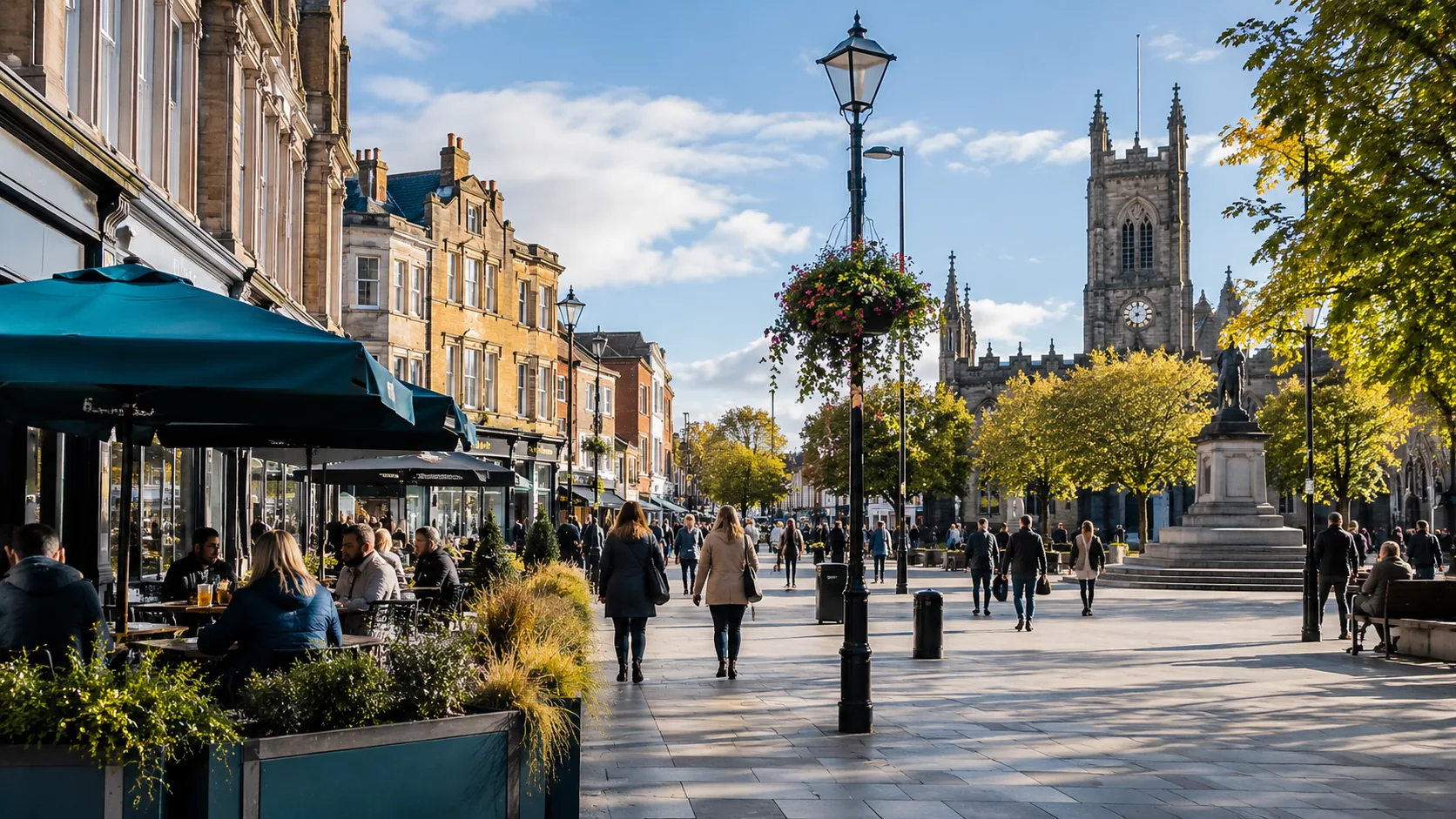 Town-centre businesses and traditional North West architecture