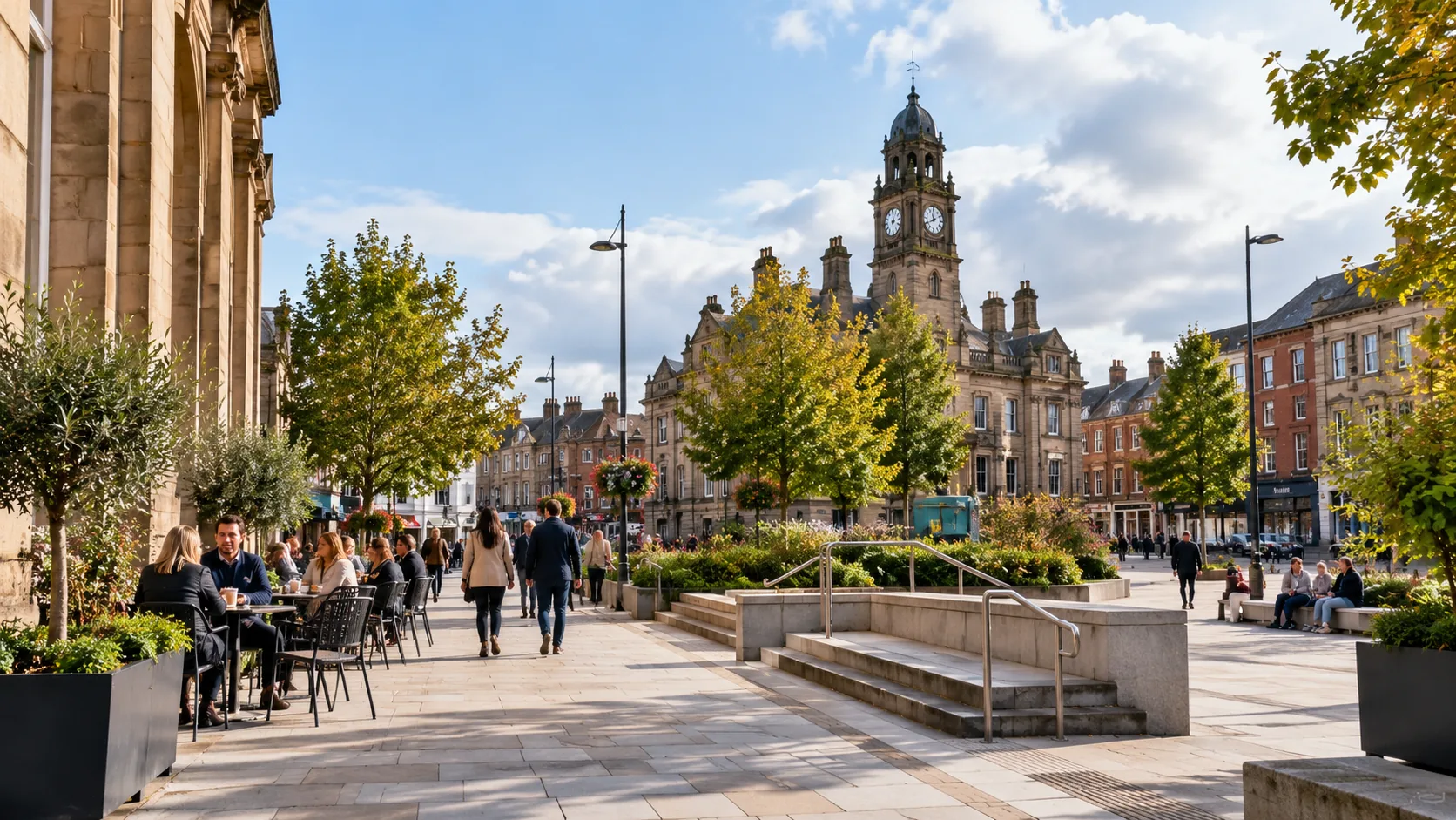 Town-centre businesses and traditional North West architecture