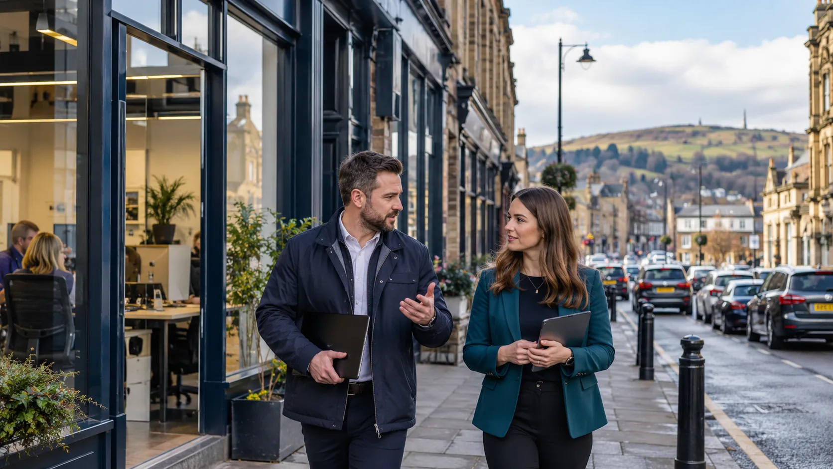 Town-centre businesses and traditional North West architecture