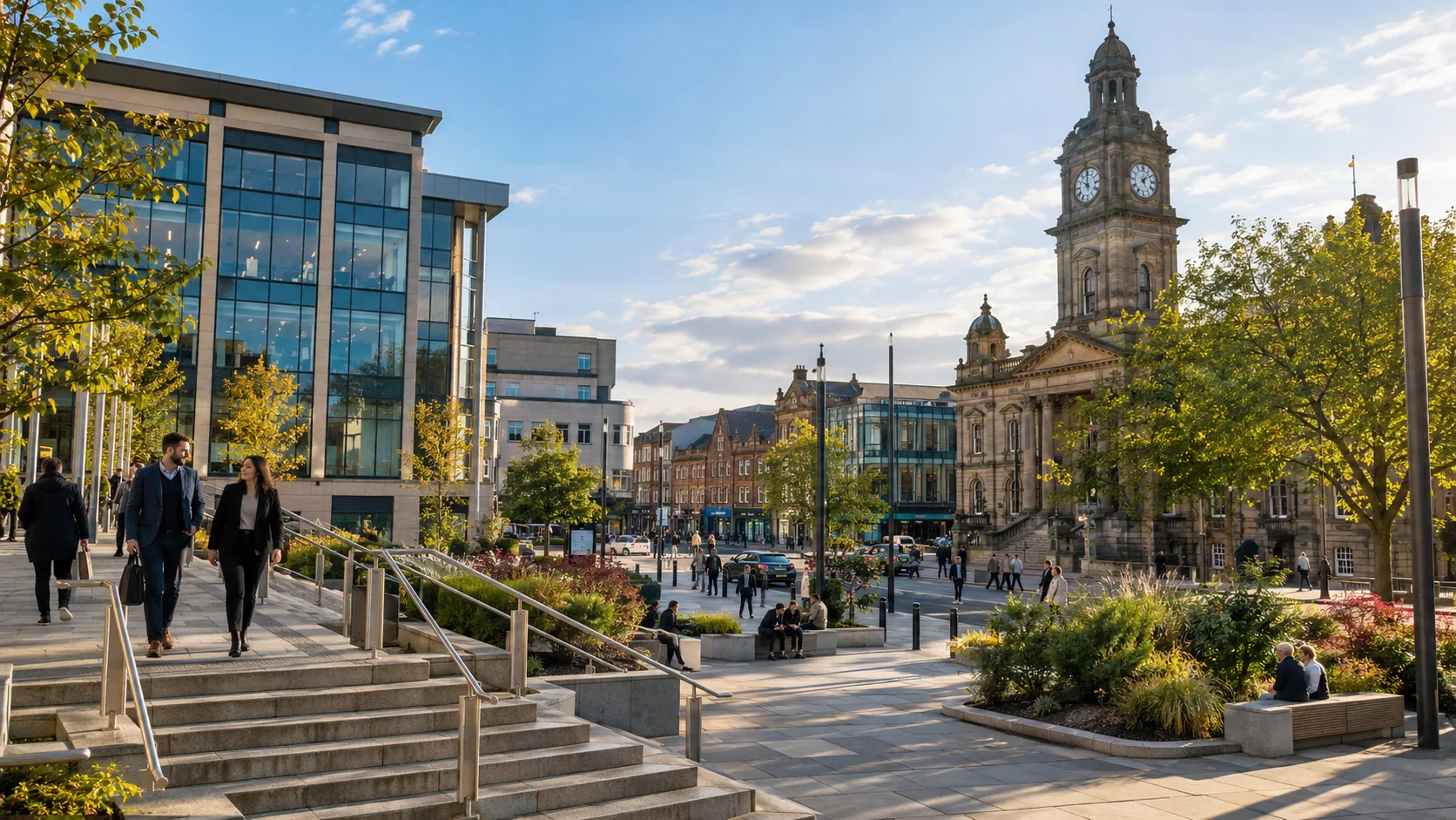 Town-centre businesses and traditional North West architecture