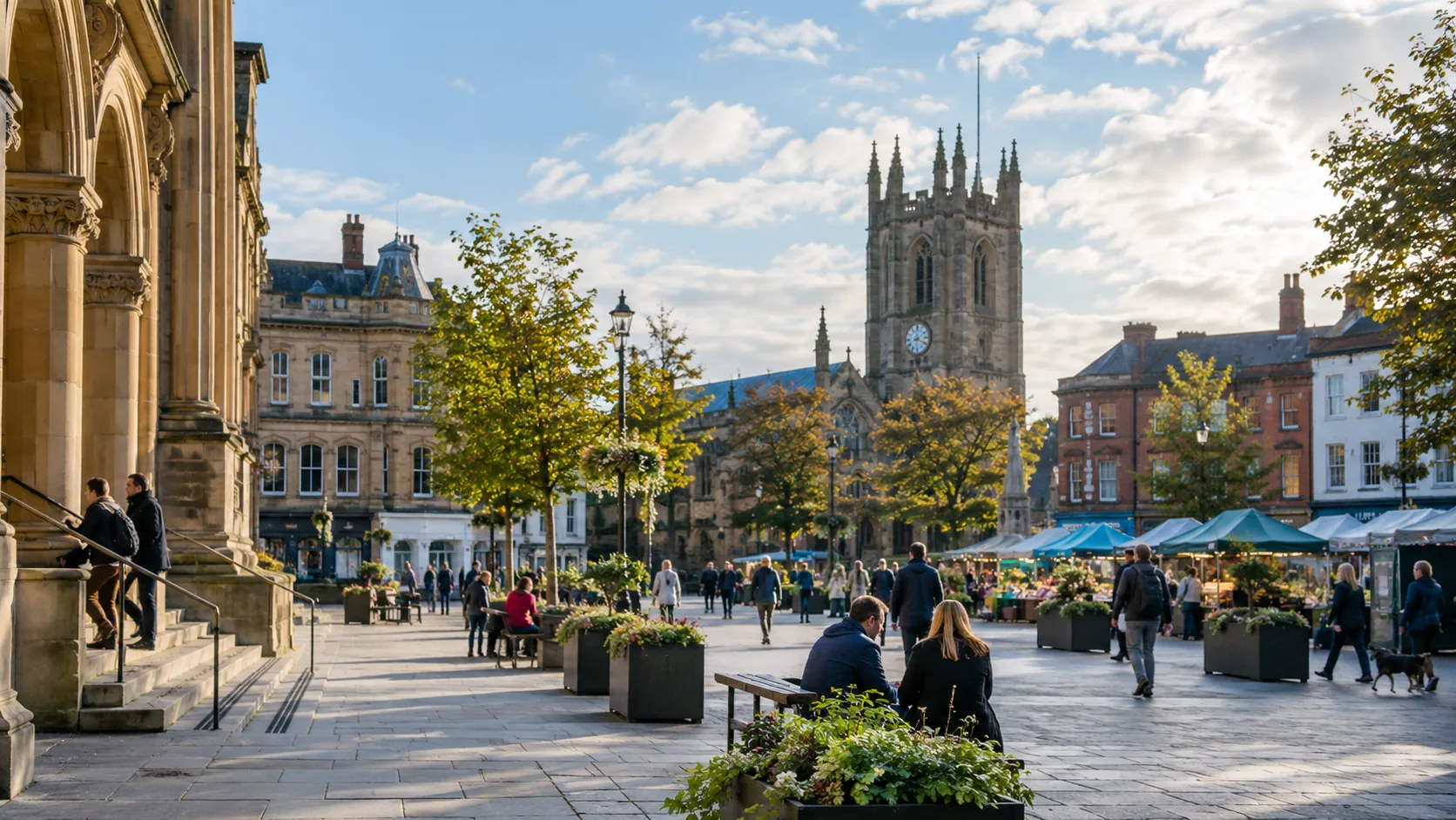 Town-centre businesses and traditional North West architecture