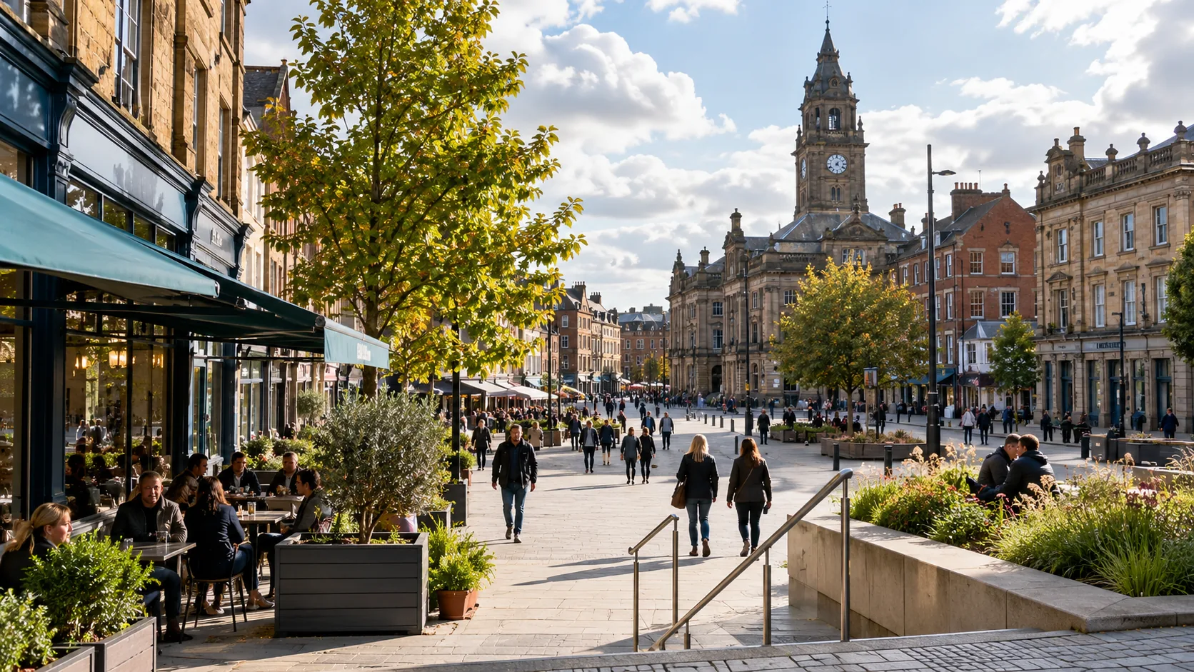 Town-centre businesses and traditional North West architecture